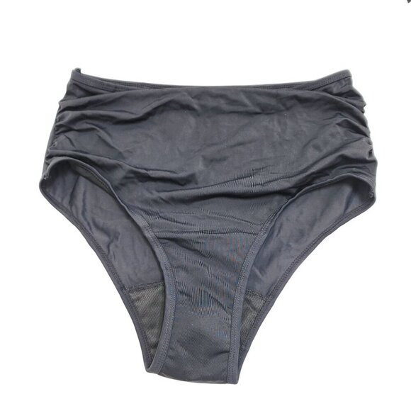 Two-Piece Black High-Waisted Bikini  Ruffle Tankini Top Adjustable Straps  SZ L - Picture 6 of 7